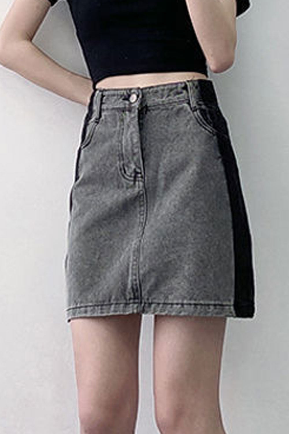 Women High Waist A-Line Splendid Solid Colored Restful Summer Casual Denim Short Skirt
