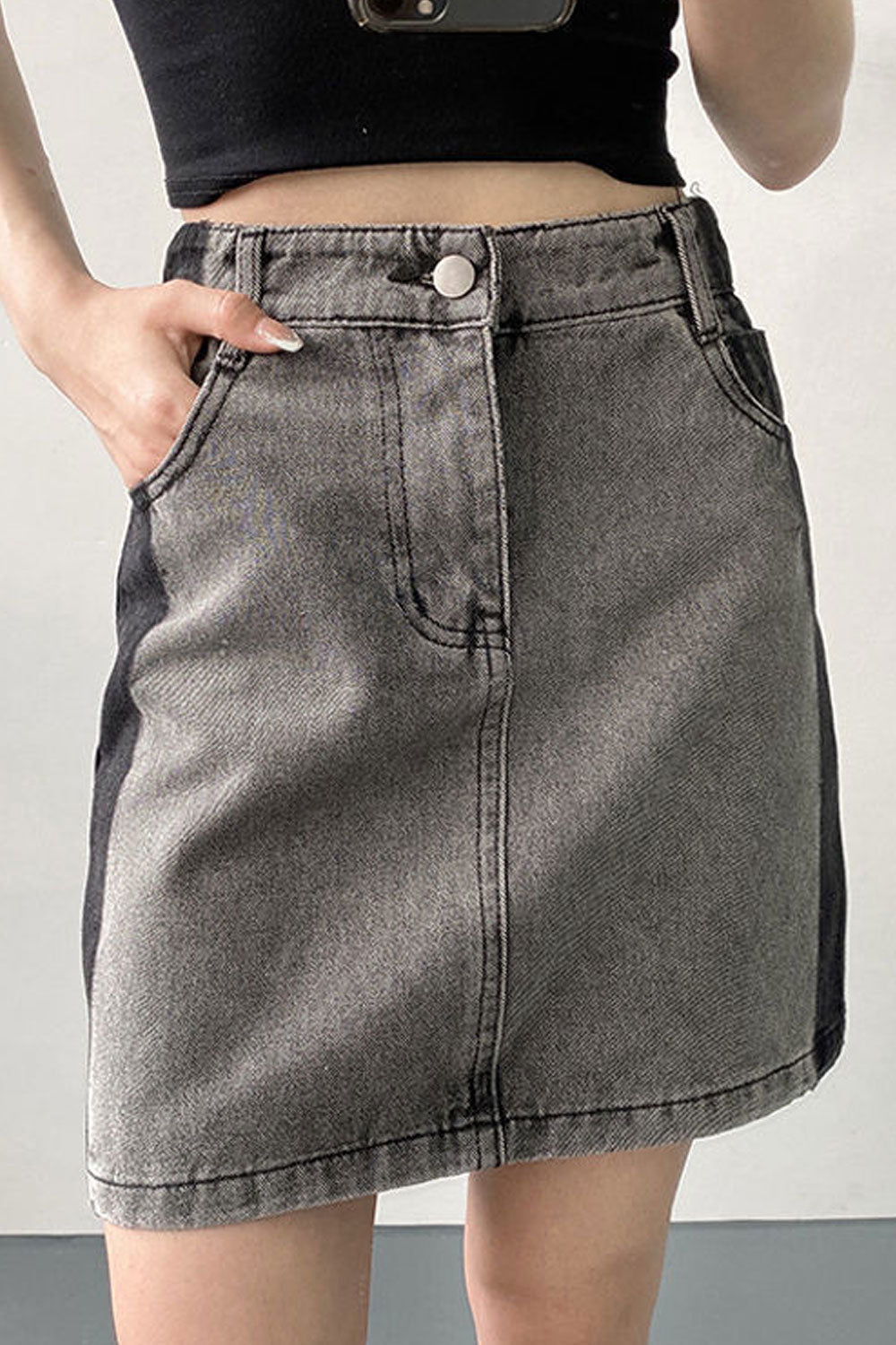 Women High Waist A-Line Splendid Solid Colored Restful Summer Casual Denim Short Skirt
