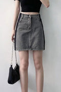 Women High Waist A-Line Splendid Solid Colored Restful Summer Casual Denim Short Skirt