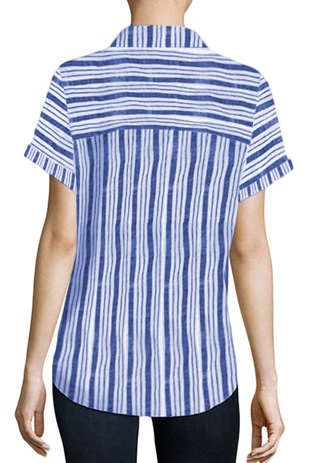Women Summer Fashion Stripes Pocket Top