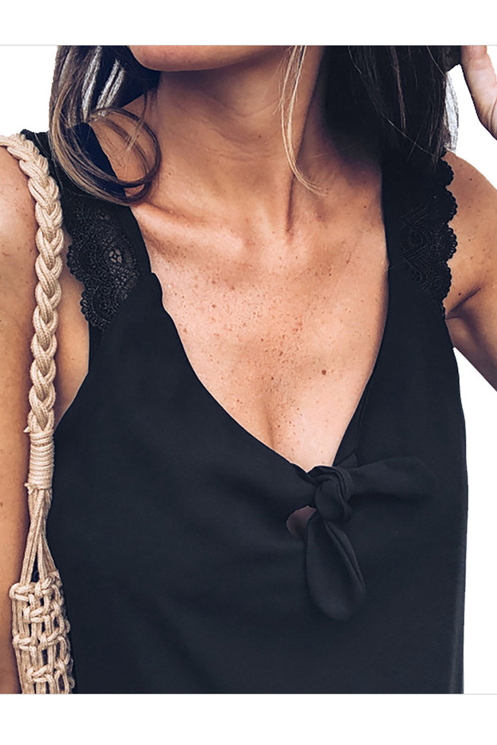 Women Lace Shoulder Sleeveless Summer Top