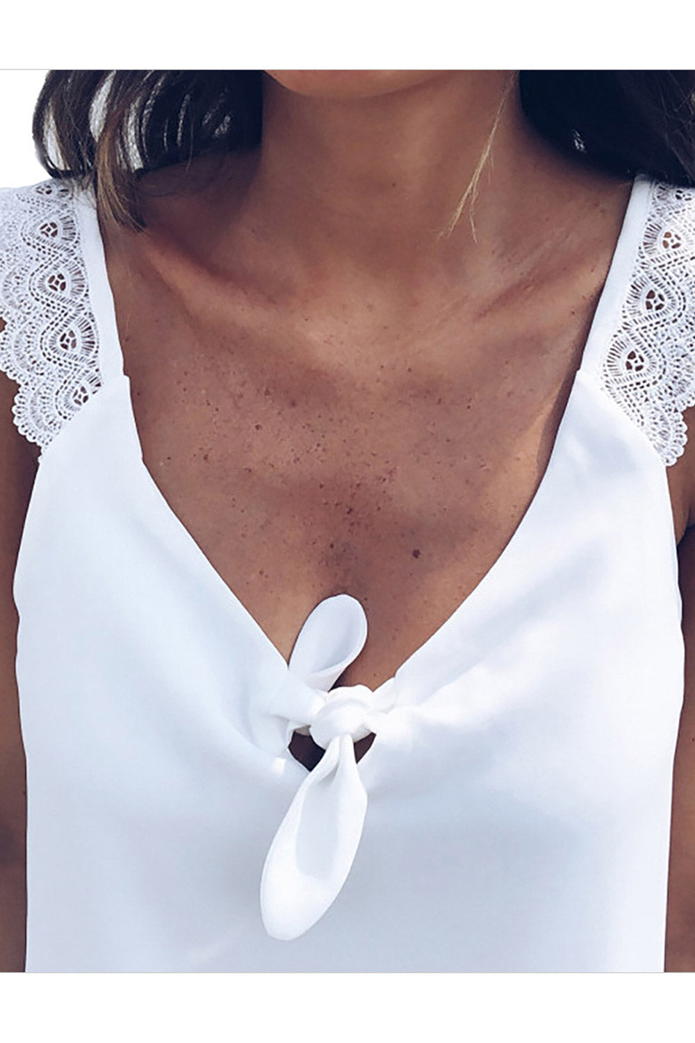 Women Lace Shoulder Sleeveless Summer Top