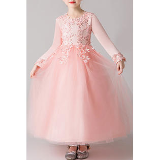 Kids Girls Long Sleeve Decorated Fancy Dress