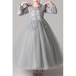 Kids Girls Long Sleeve Decorated Fancy Dress