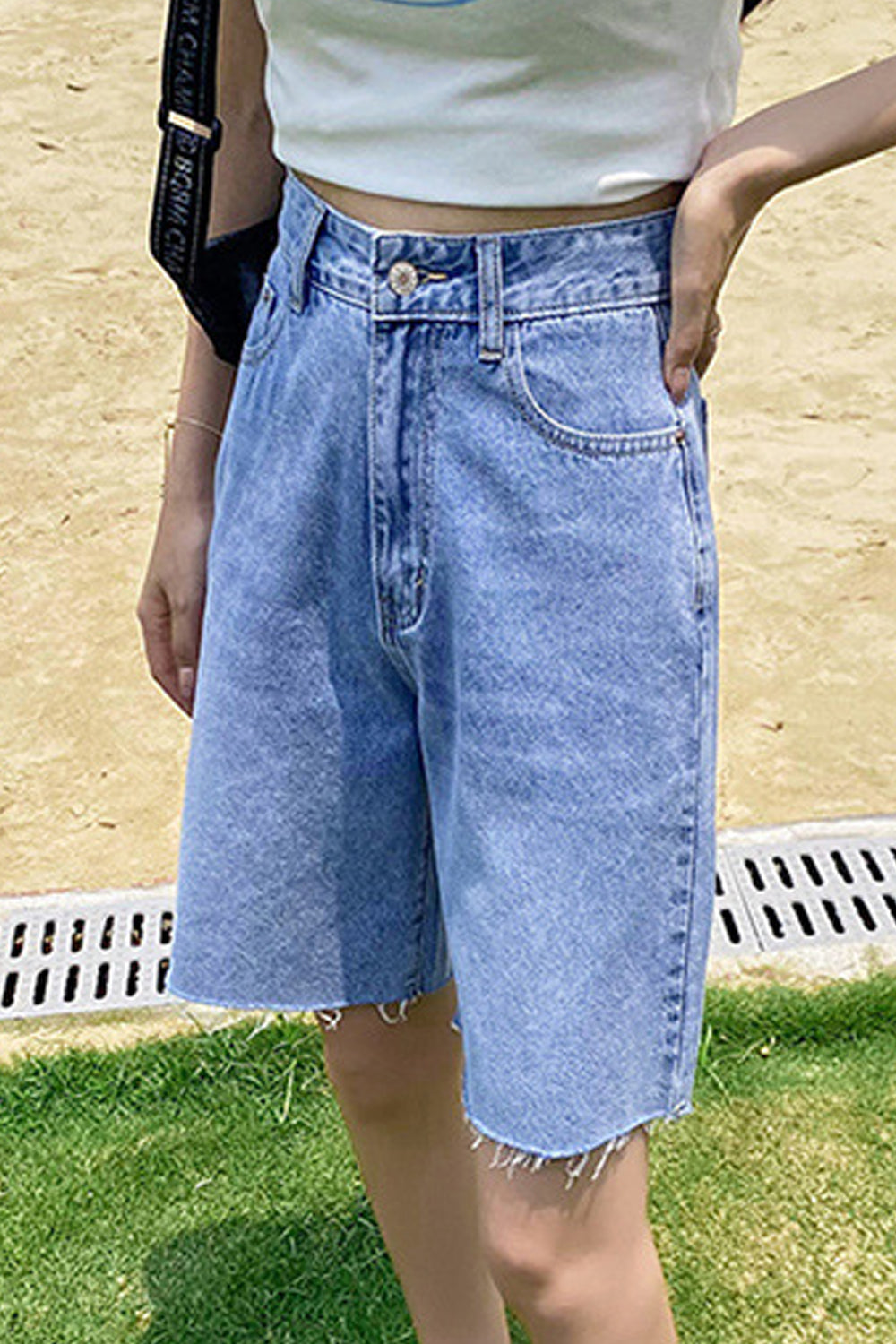 Women Wide-Leg Thin & Restful High Waist Fabulous Solid Colored Summer Convinient Casual Denim Short