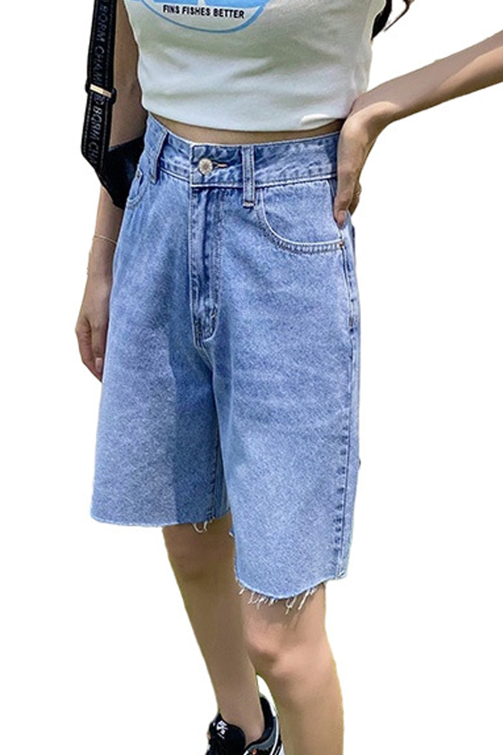 Women Wide-Leg Thin & Restful High Waist Fabulous Solid Colored Summer Convinient Casual Denim Short