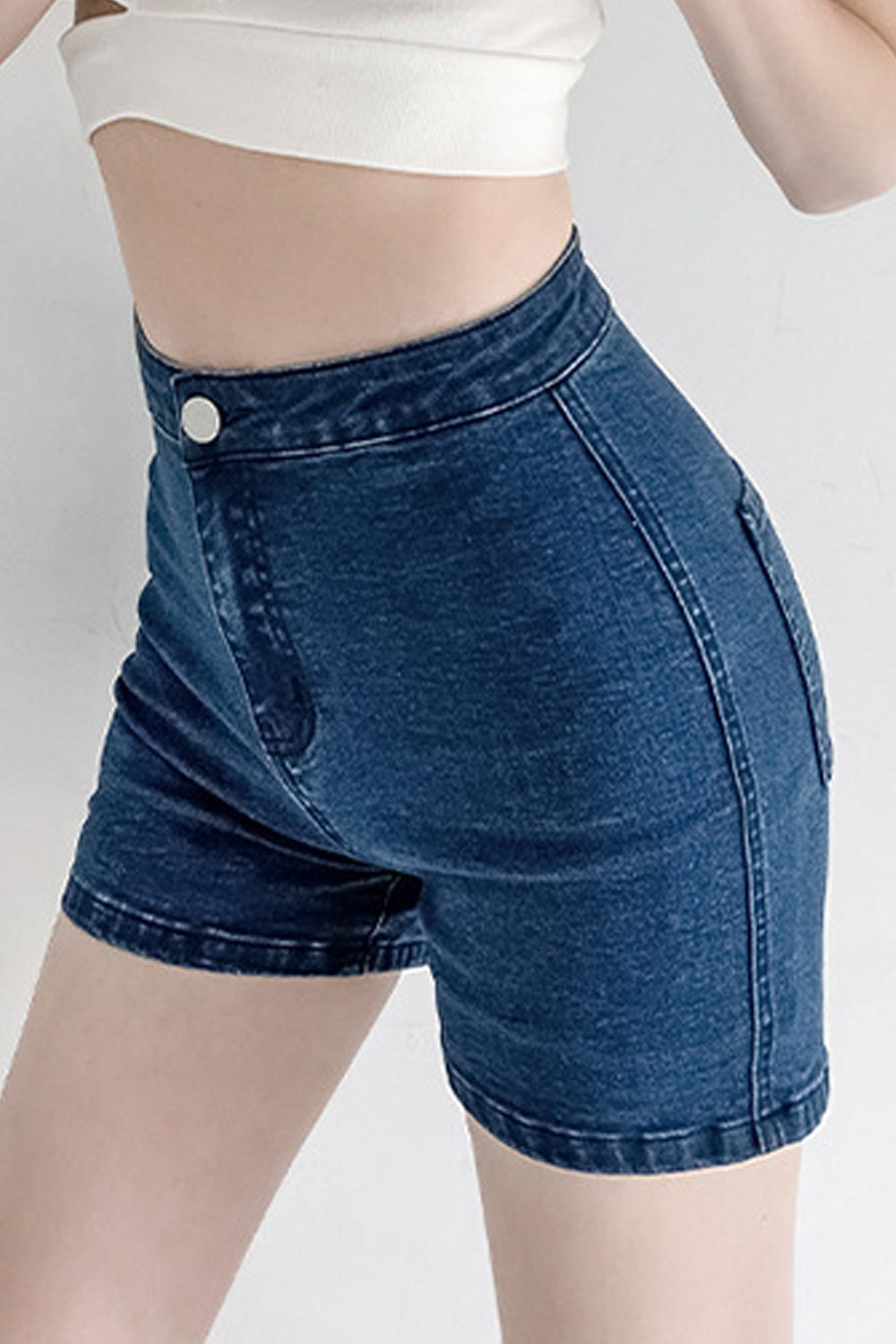 Women Restful & Reliable High Waist Trendy Solid Colored Summer Stretchy Casual Denim Short