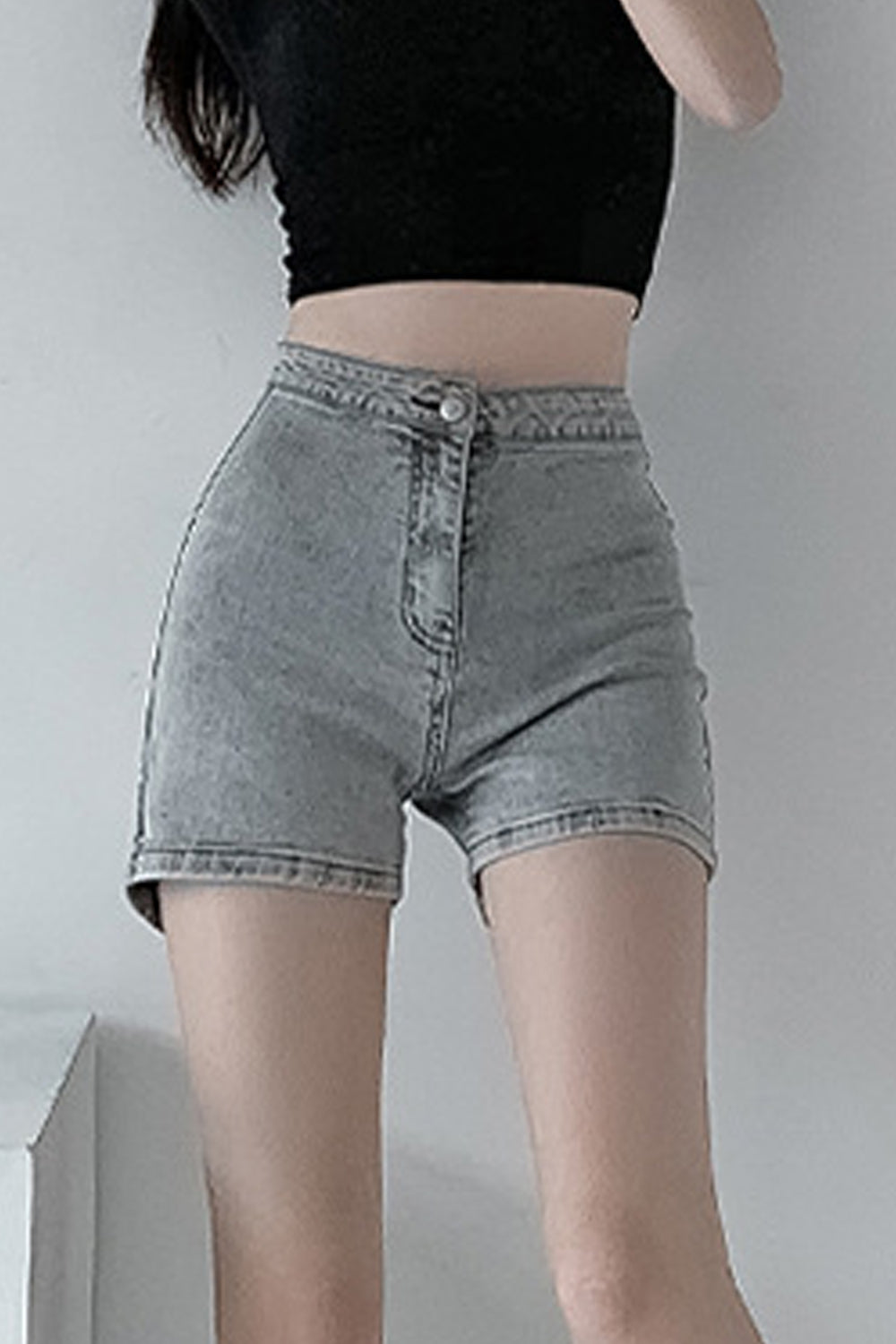 Women Restful & Reliable High Waist Trendy Solid Colored Summer Stretchy Casual Denim Short