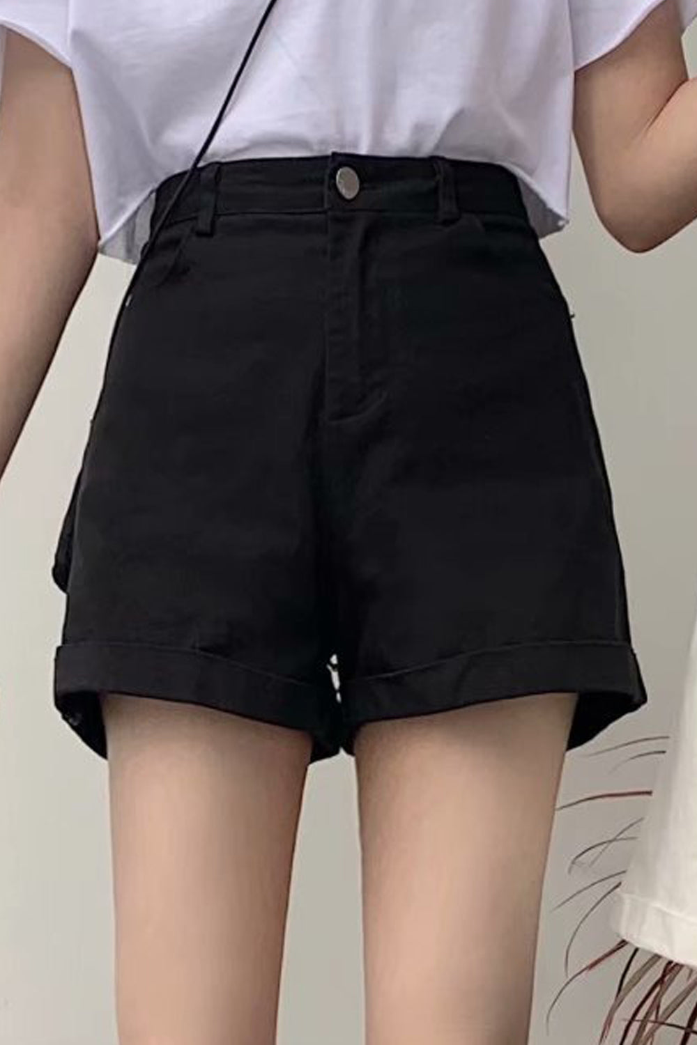 Women Restful Belt Loops High Waist Awesome Solid Colored Wide-Leg Summer Casual Short