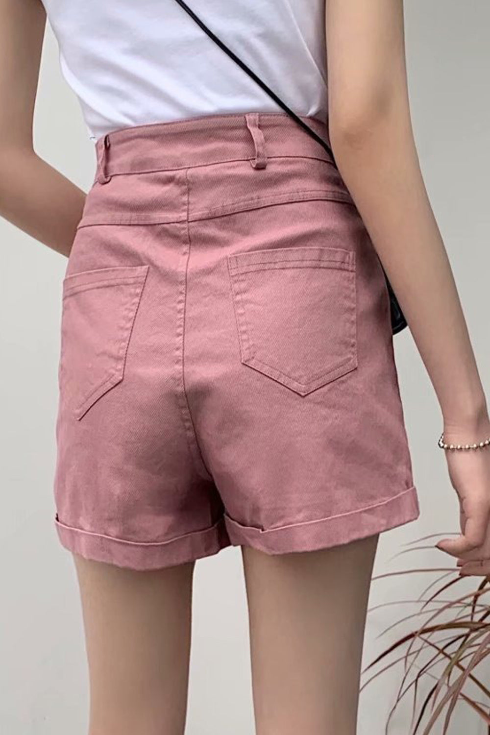 Women Restful Belt Loops High Waist Awesome Solid Colored Wide-Leg Summer Casual Short