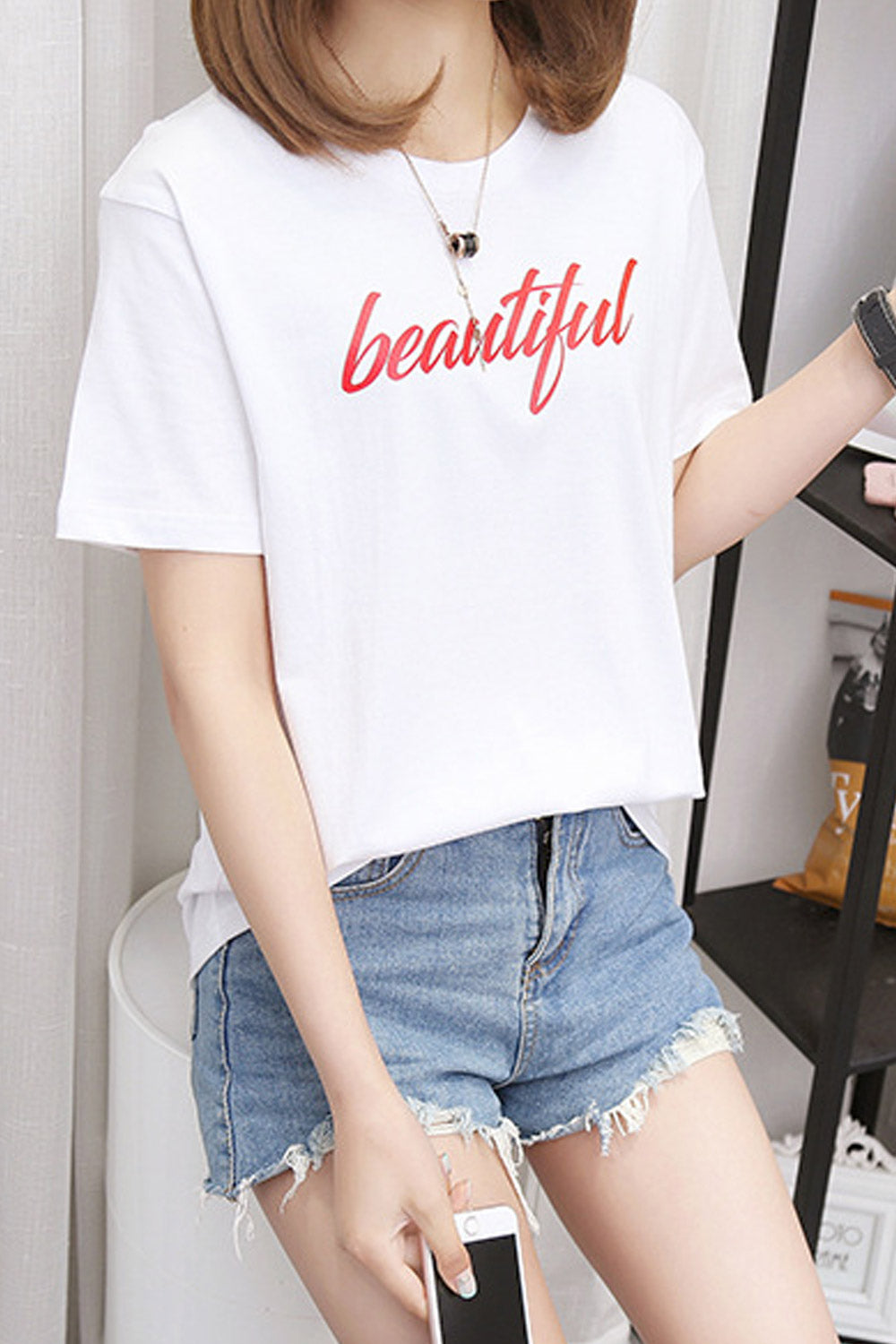 Women Round Neck Loose Fashion Top