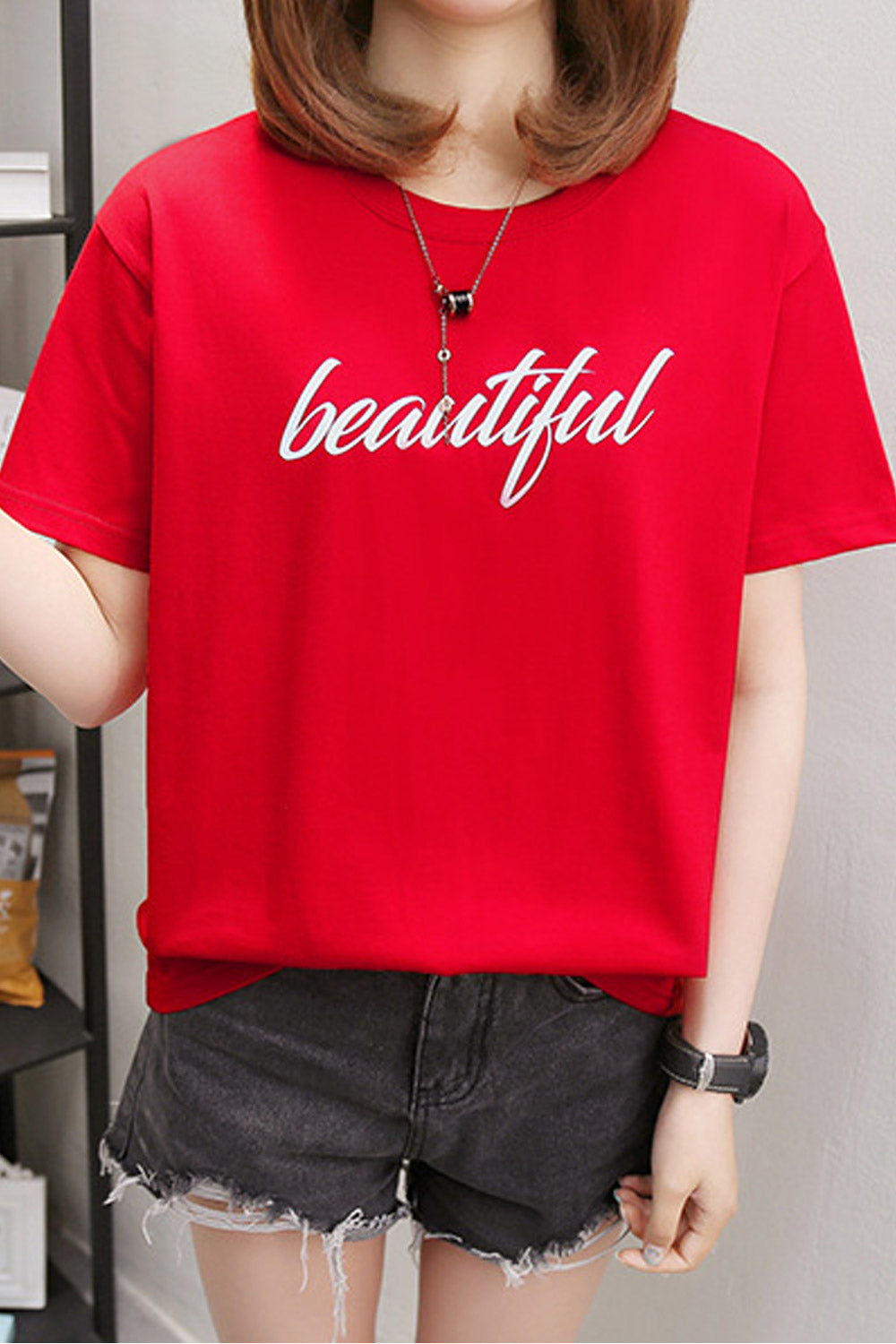 Women Round Neck Loose Fashion Top