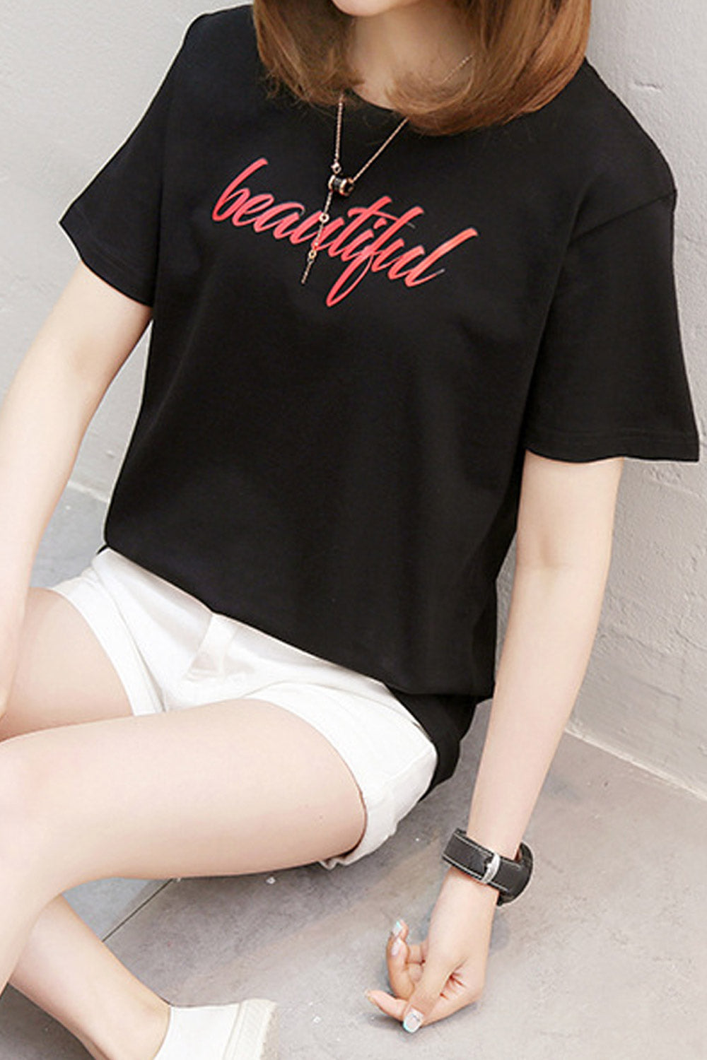 Women Round Neck Loose Fashion Top