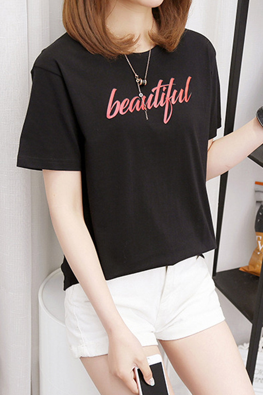 Women Round Neck Loose Fashion Top