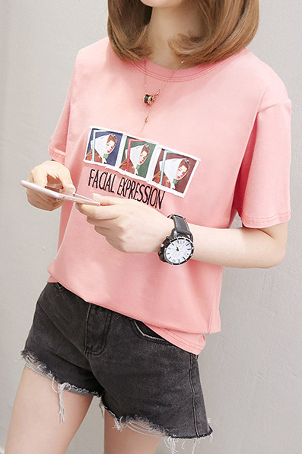 Women Fashion High Neck Printed Top
