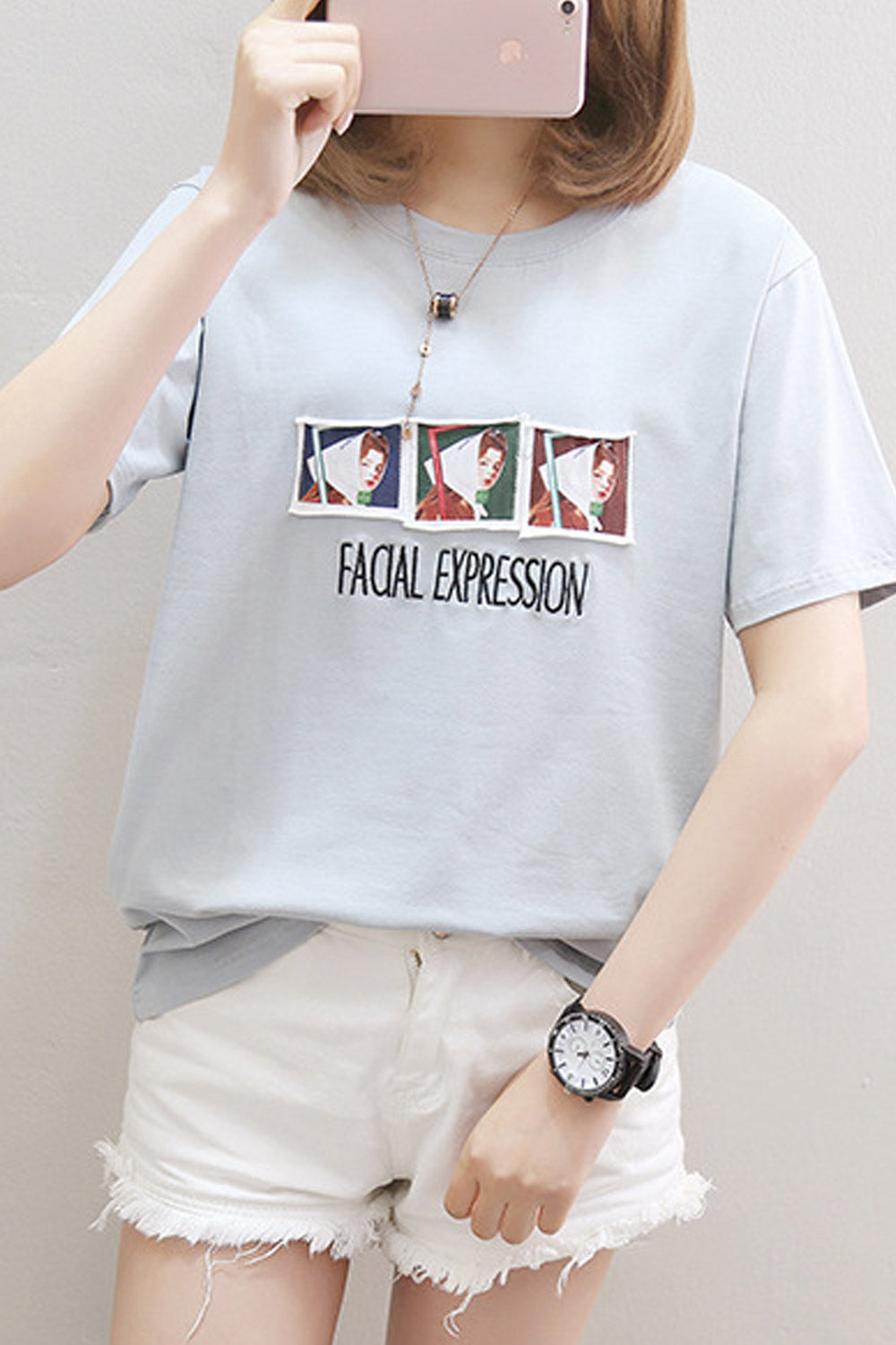 Women Fashion High Neck Printed Top