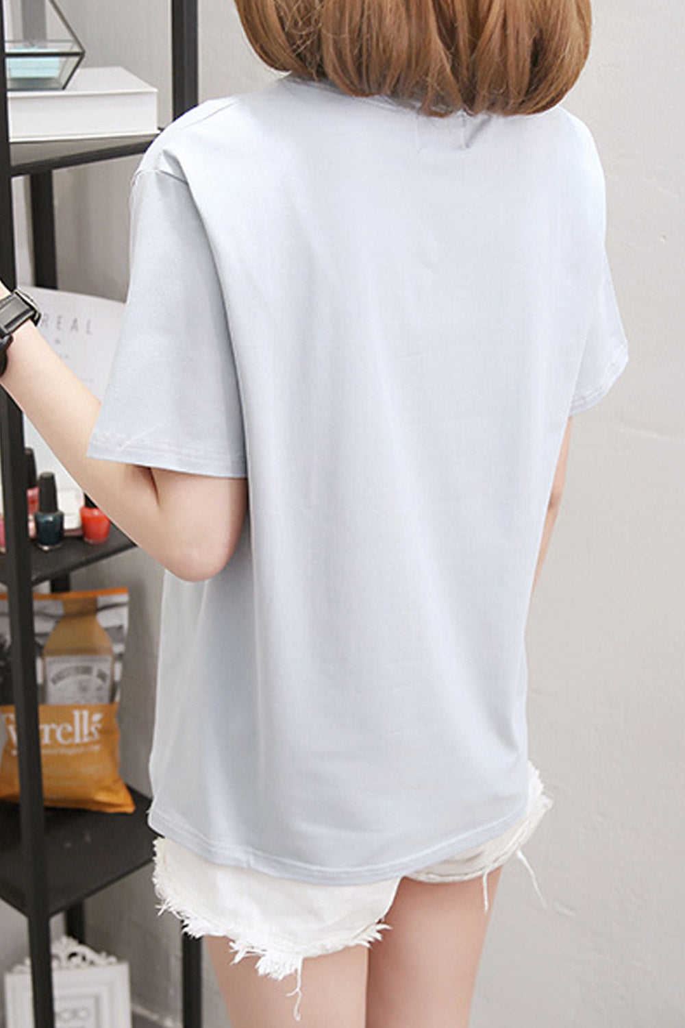 Women Fashion High Neck Printed Top