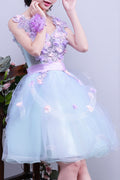 Women Flower Decor Bust Silk Waist Evening Dress