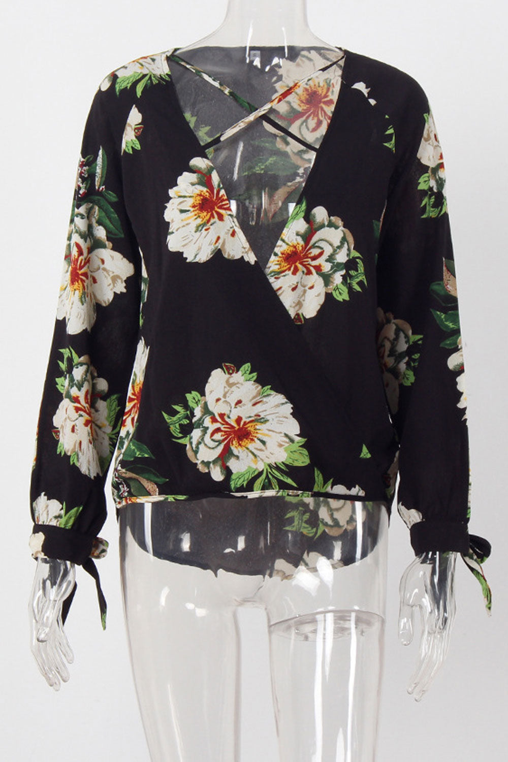 Women Floral Deep Neck Attractive Chiffon Top