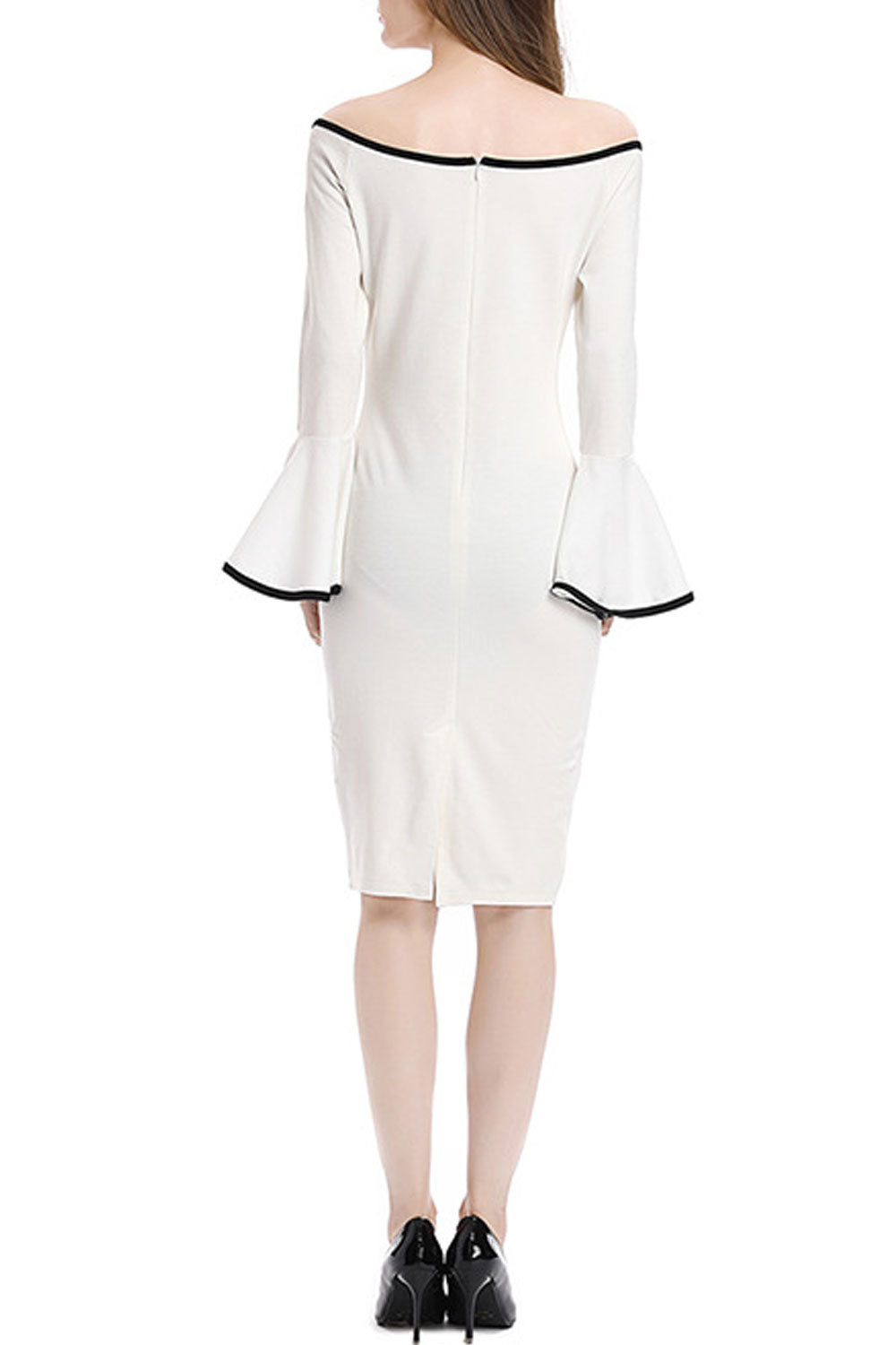 Women Off Shoulder Long Sleeved Slim Dress