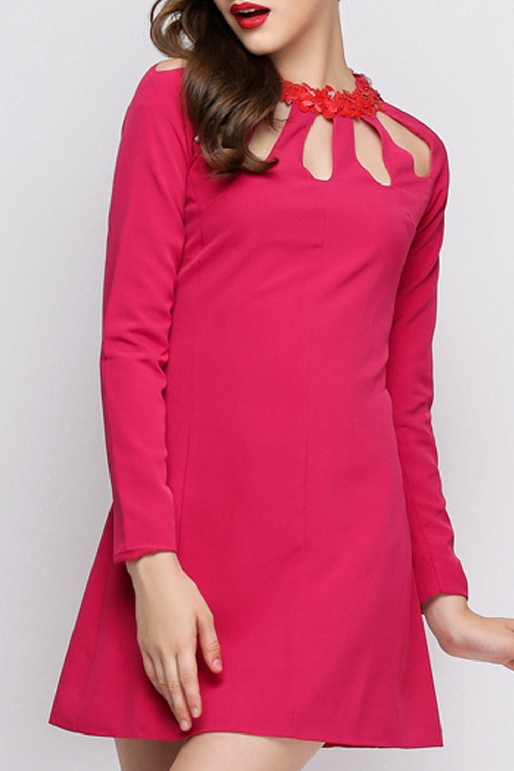 Women Hollow Neck Attractive Short Dress