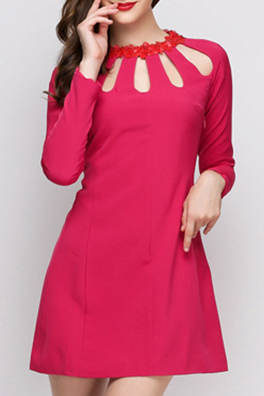 Women Hollow Neck Attractive Short Dress