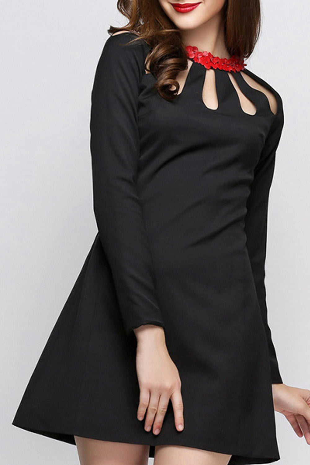 Women Hollow Neck Attractive Short Dress