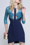 Women Slim High Neck Attractive Lace Dress