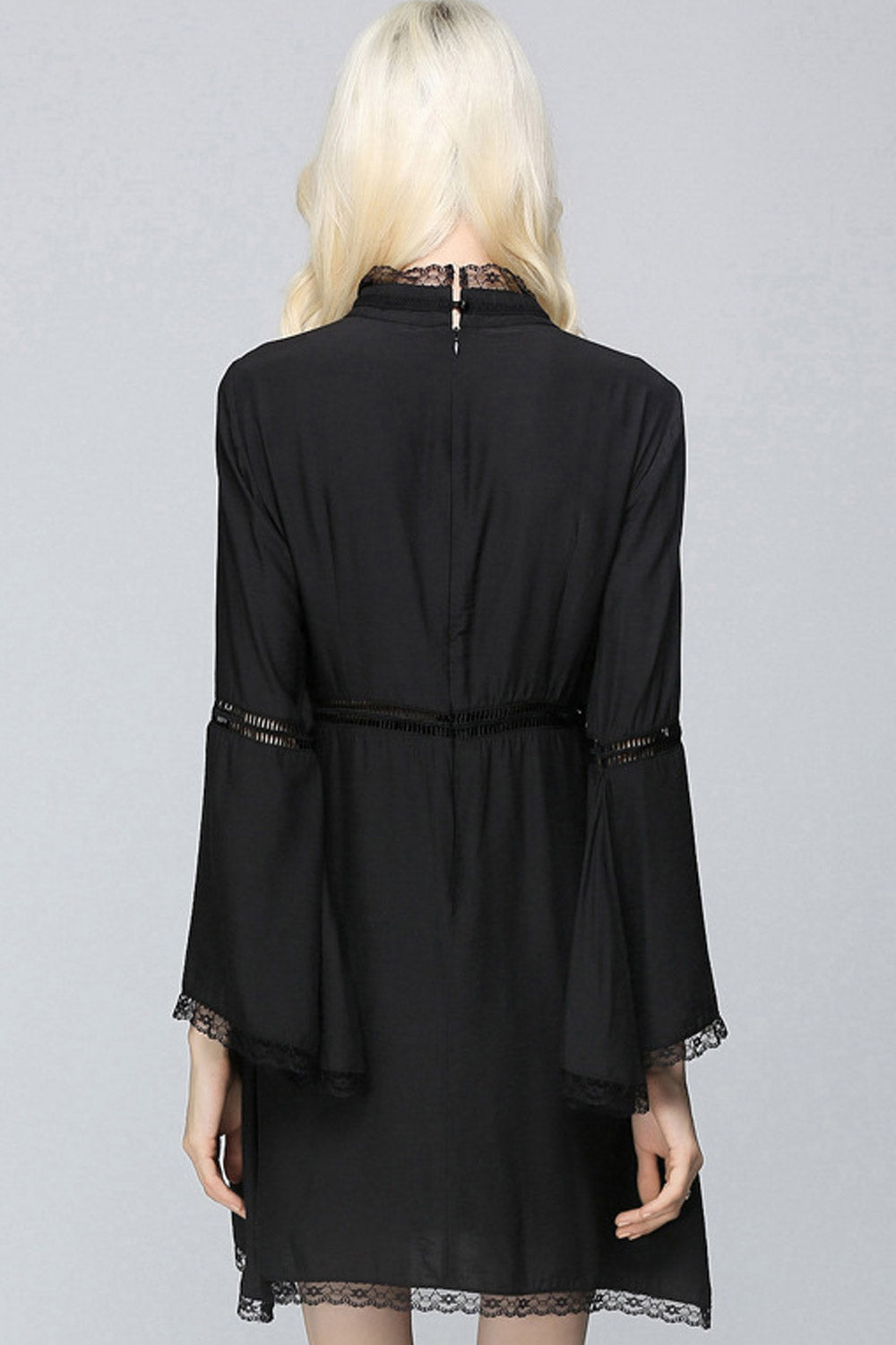 Women Trumpet Sleeve Solid Colored Dress