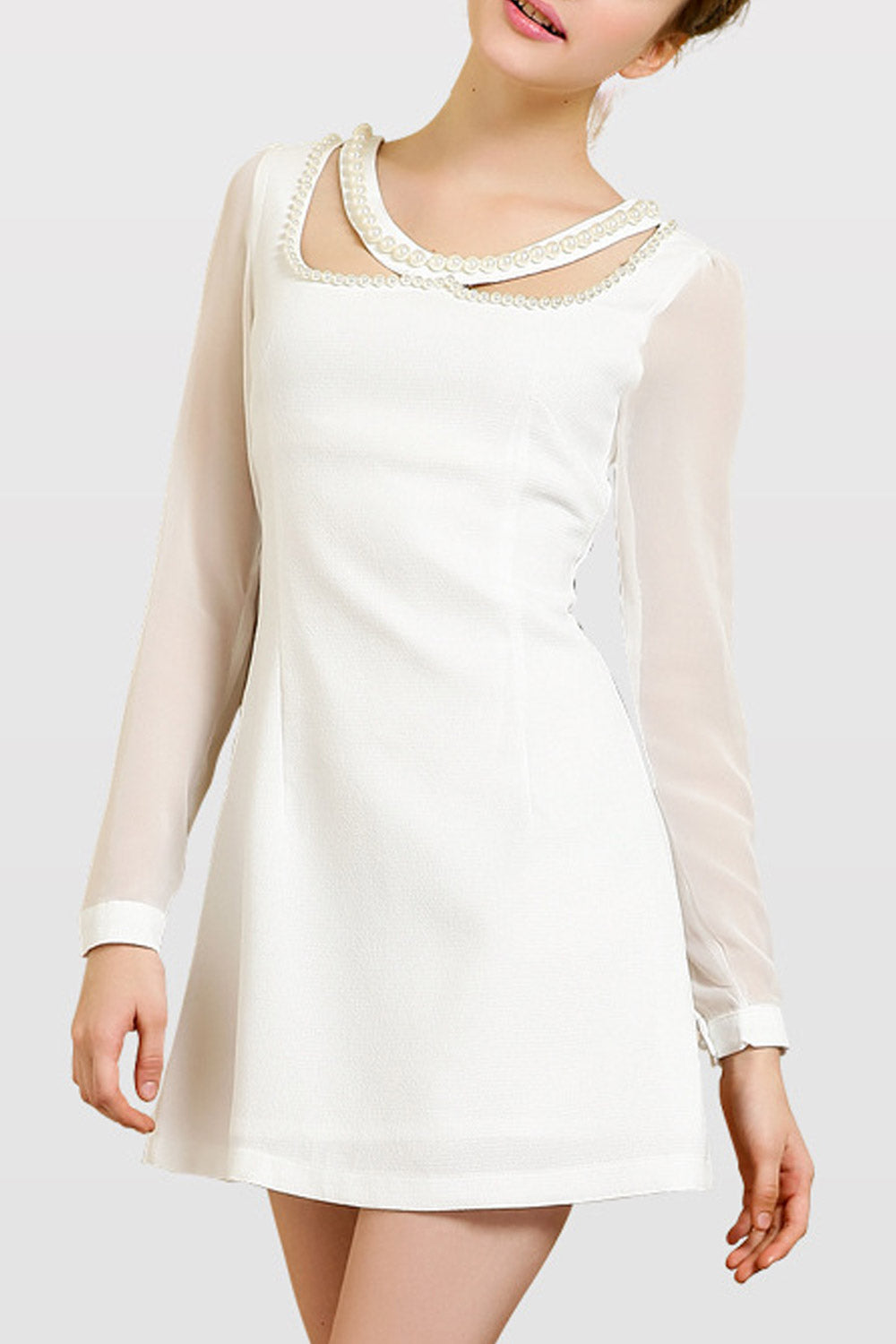 Women Round Neck Short Length Chiffon Dress