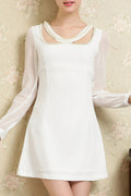Women Round Neck Short Length Chiffon Dress