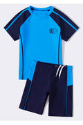 Kids Boys Elasticated Drawstring Waist Summer Stretchable Two-Piece Pool Swimwear