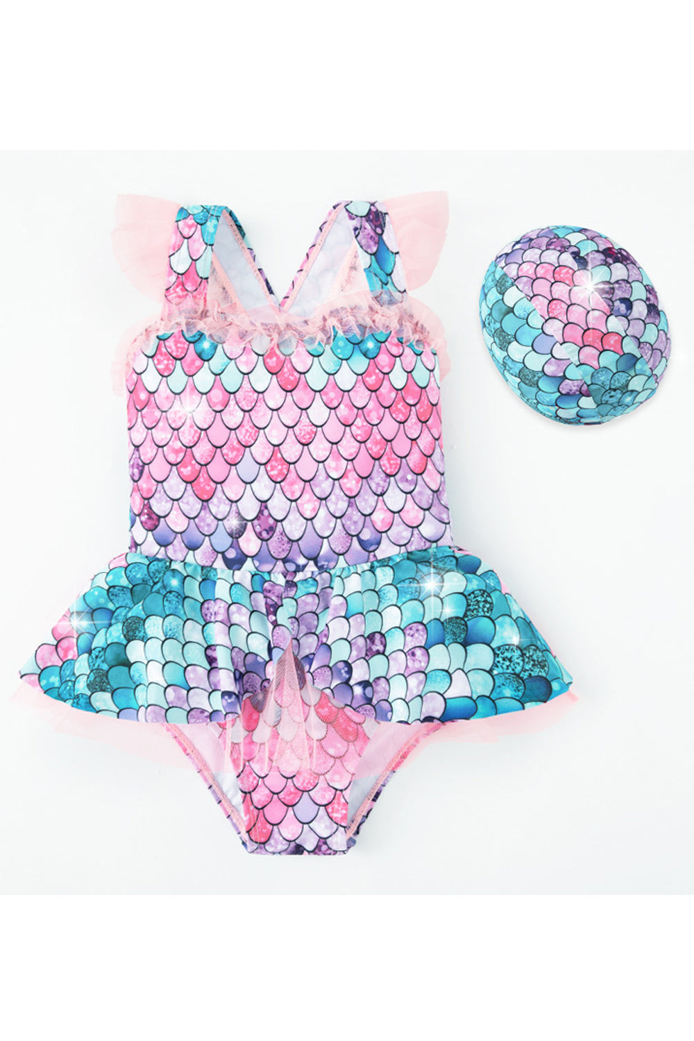 Kids Girls Sophisticated Printed Pattern Easy Straped Shoulder Summer Two-Piece Pool Swimwear