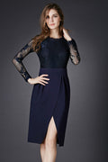 Jhon Peters Women's Long sleeves Victoria Backhams Bud Skirt Lace Dress