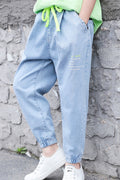 Kids Boys Restful & Comfortable Elasticated Mid-Waist Loose Styled Summer fashion Casual Denim Jeans