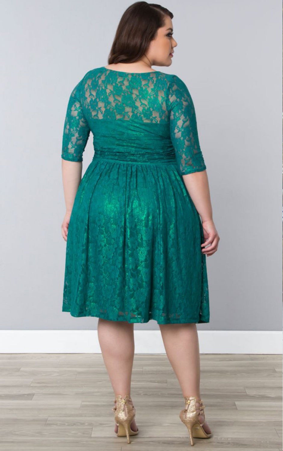 Women Round Neck Plus Size Halter Dress Green