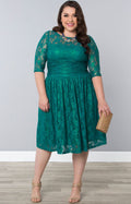Women Round Neck Plus Size Halter Dress Green
