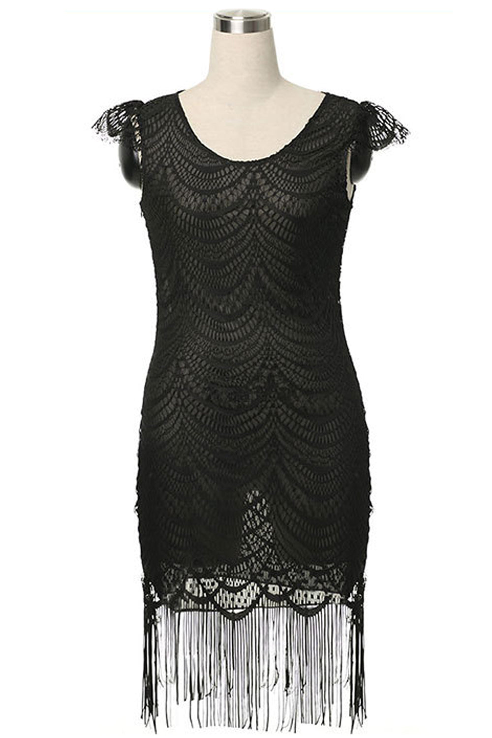 Women Cup Sleeves Short Length Bodycon Dress Black