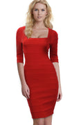 Women Fit Bodycon Hot Square Neck Dress