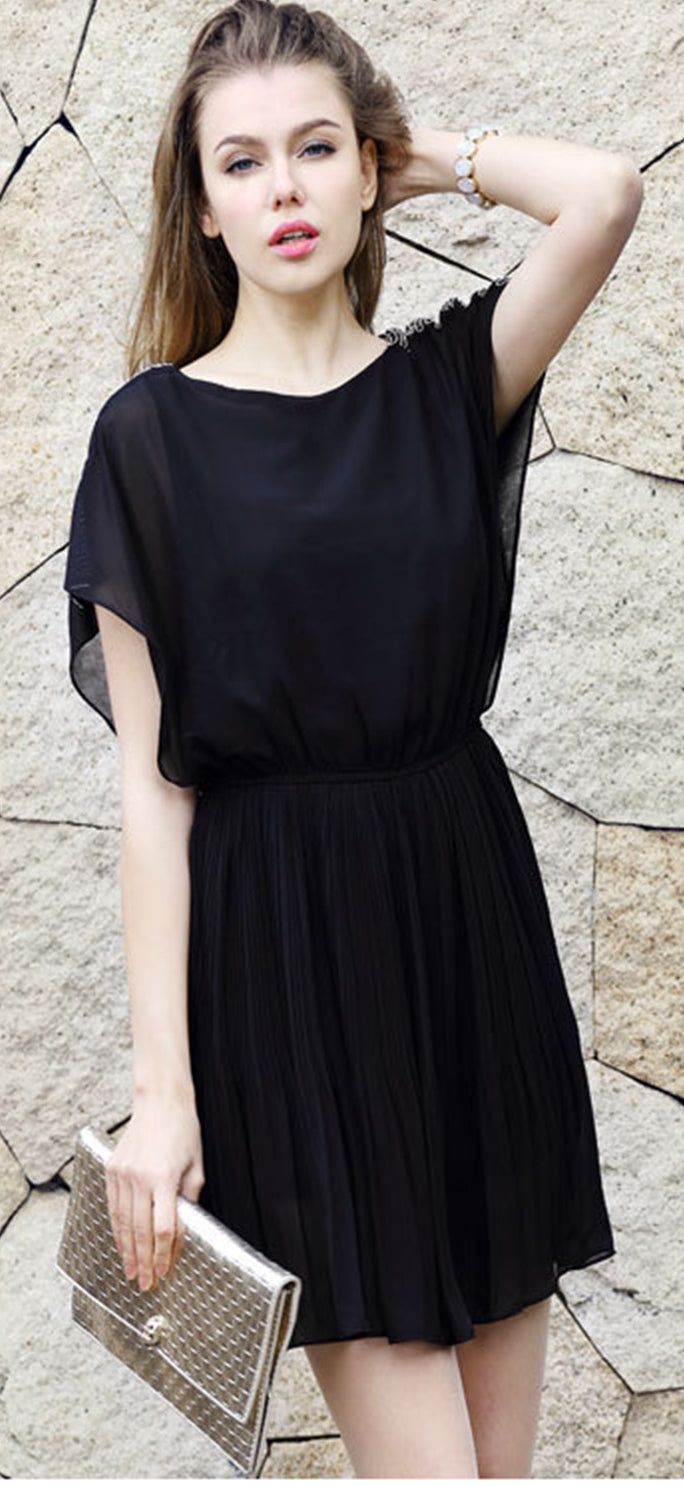 Women Breathable Sleeveless Pleated Skirt Slim Dress
