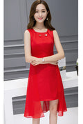Women Fashion Solid Color Irregular Skirt Dress