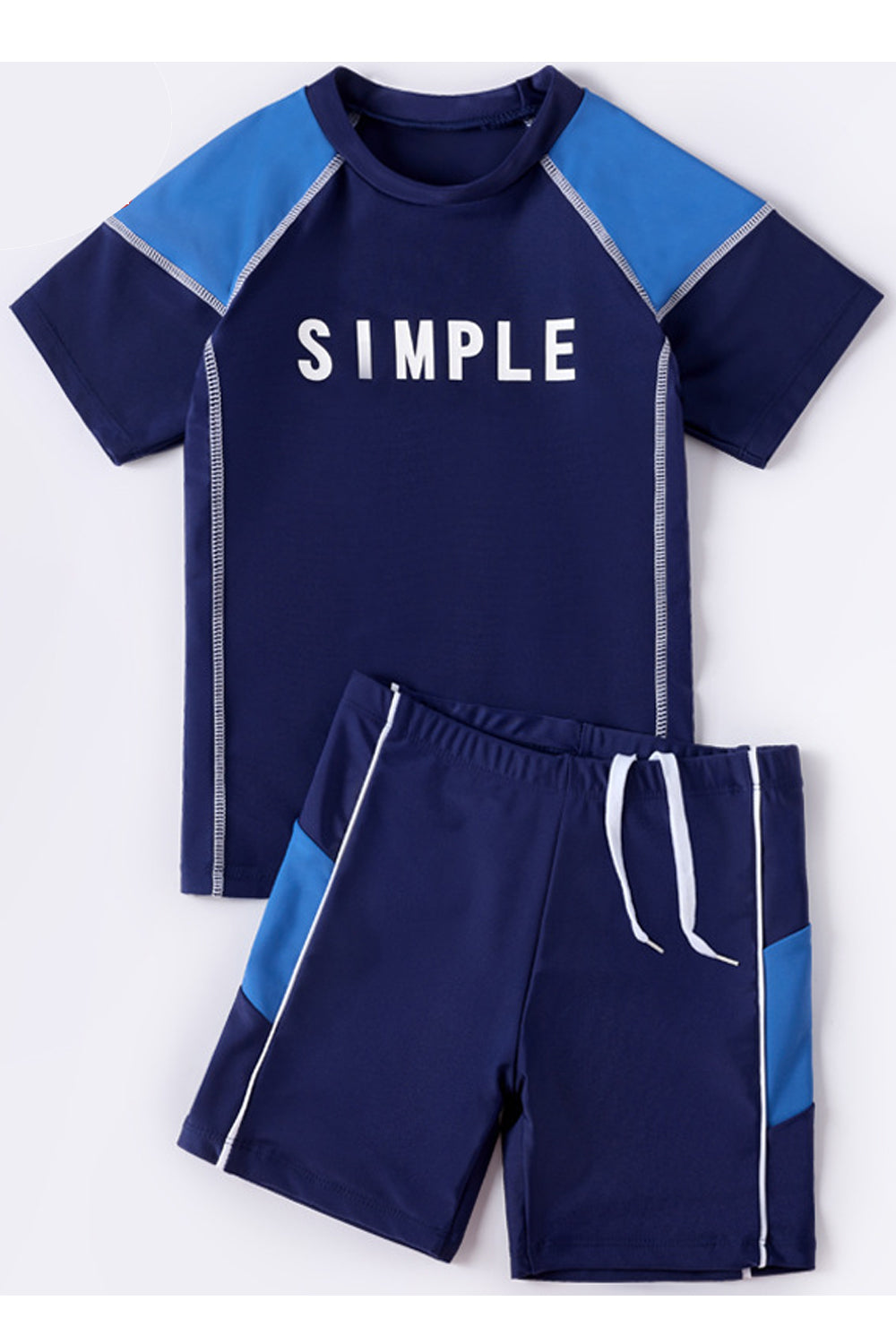 Kids Boys Superb Letter Pattern Elasticated Drawstring Waist Summer Two-Piece Pool Swimwear