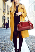 Women PU Leather Rhinstone Mouth Handbag