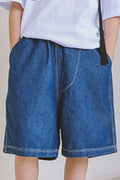Kids Boys Elasticated Mid-Waist Trendy Solid Colored Thin & Breathable Denim Short