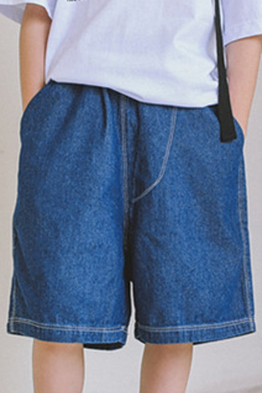 Kids Boys Elasticated Mid-Waist Trendy Solid Colored Thin & Breathable Denim Short