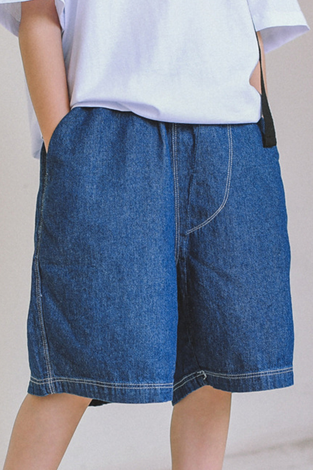 Kids Boys Elasticated Mid-Waist Trendy Solid Colored Thin & Breathable Denim Short