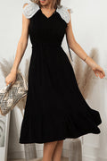 Women Sleeveless Easy V-Neck Fantastic Solid Colored Mid-Length Summer Stylish Party Dress