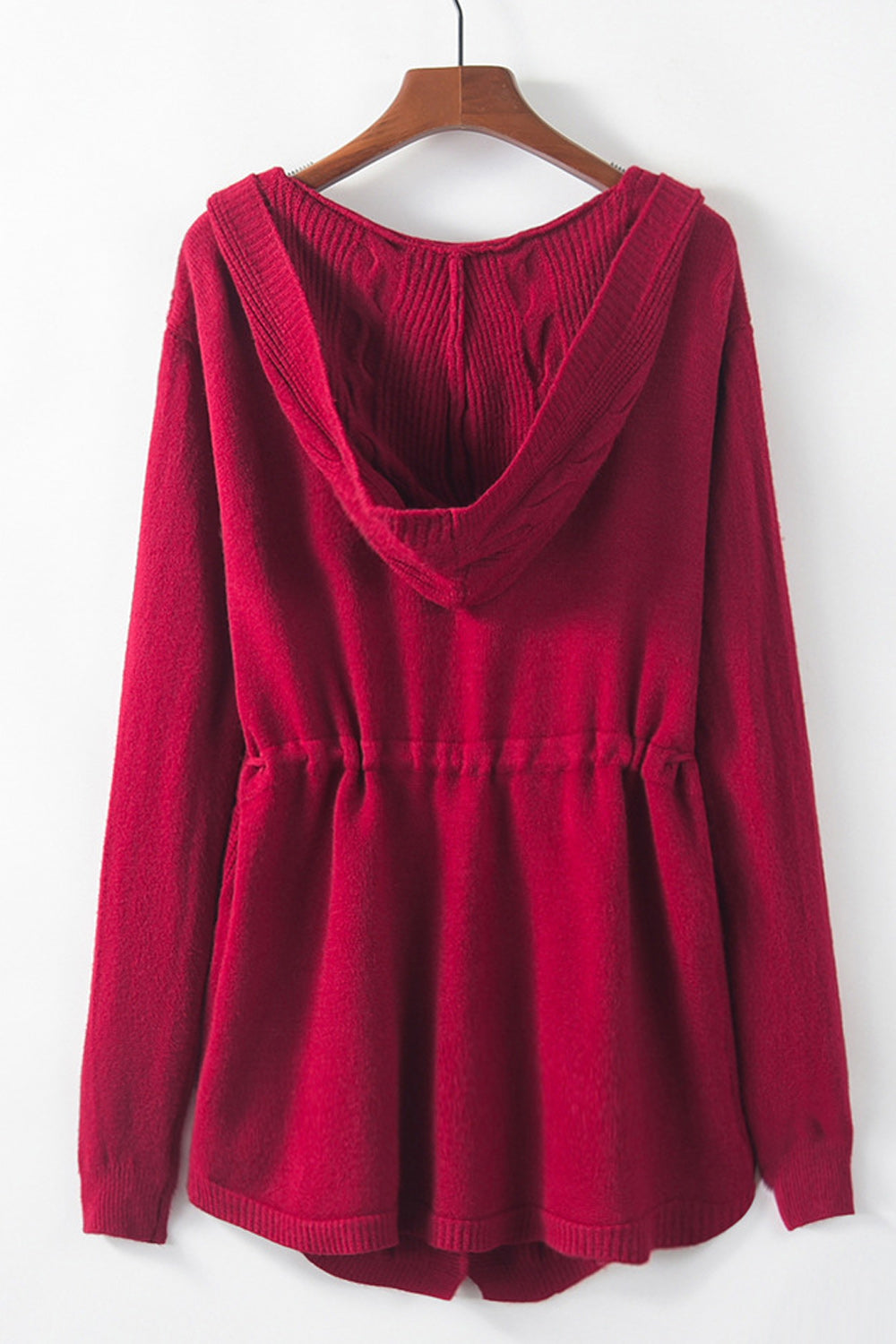 Women Hood Neck Tie Waist Comfortable Long Sleeve Cardigan