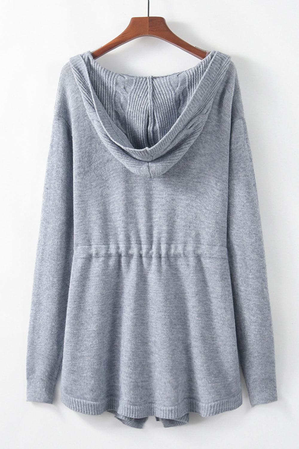 Women Hood Neck Tie Waist Comfortable Long Sleeve Cardigan