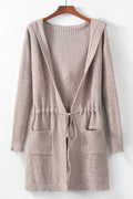 Women Tie Waist Solid Colored Side Pocket Perfect Winter Season Cardigan